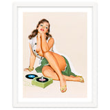 Sexy Pinup Woman Posing With Record Player thumbnail