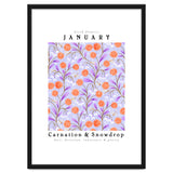 Carnations And Snowdrop January Birth Flower Floral Print thumbnail