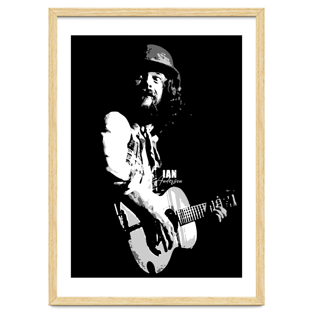 Ian Anderson Rock Music Legend in Grayscale