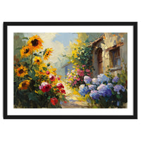 Vibrant Summer Cottage Garden Oil Painting