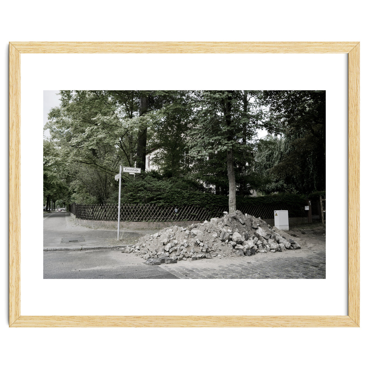 Piled-up rocks under construction on the street