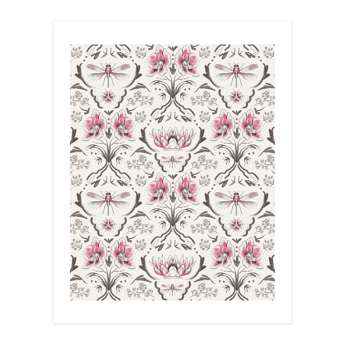 Bohemian Garden Pink Pattern (Print Only)