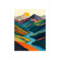 Minimalist Mountain River Landscape (Print Only)