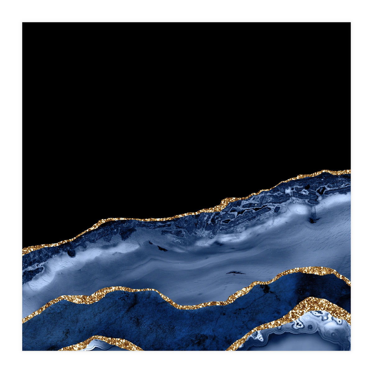 Navy & Gold Agate Texture 17 (Print Only)