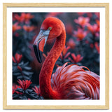 Vibrant Flamingo Portrait With Tropical Foliage thumbnail