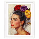 Audrey Hepburn, Impasto Floral Veil Portrait, Classic Hollywood Oil Painting, thumbnail