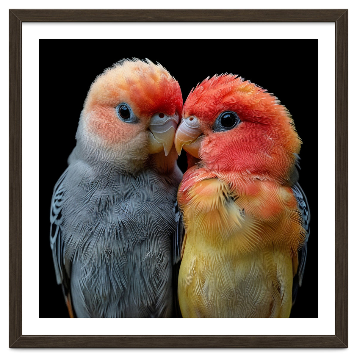 Two Lovebirds Nuzzle Together