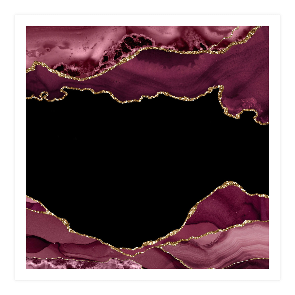 Burgundy & Gold Agate Texture 18  (Print Only)