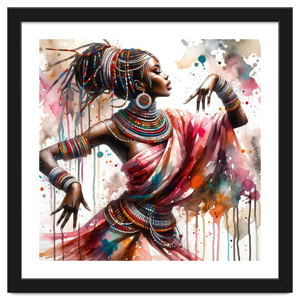 Watercolor African Dancer #1