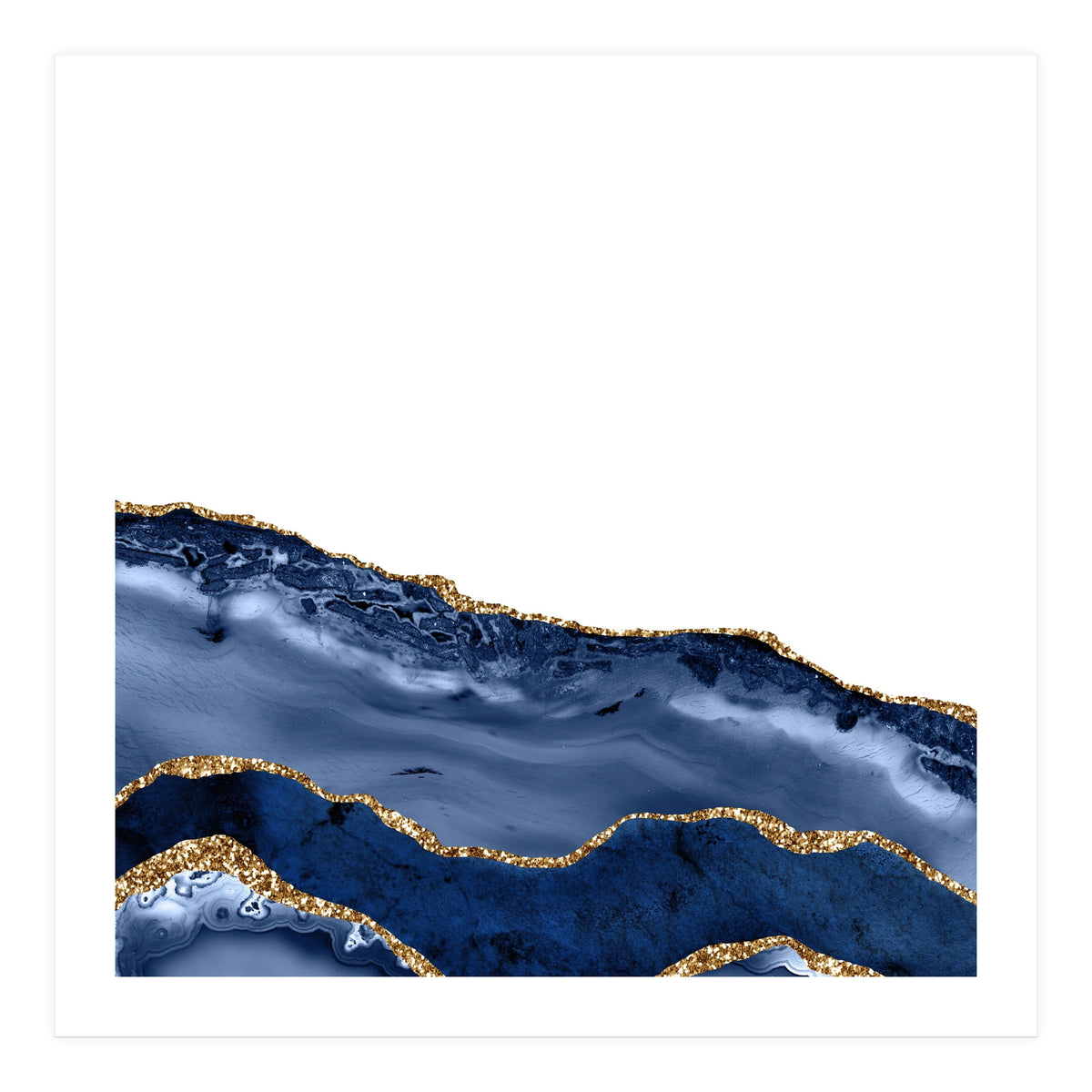 Navy & Gold Agate Texture 20  (Print Only)