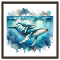 Mother And Calf Whales Watercolor