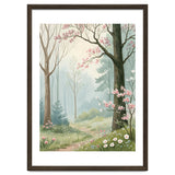 Enchanted Spring Woodland Path with Blooming Cherry Blossoms and Misty Pastel Forest Atmosphere thumbnail