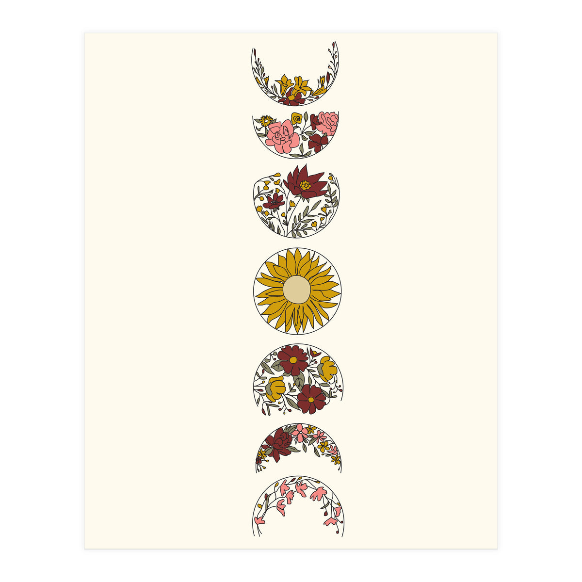 Floral Phases Of The Moon (Print Only)