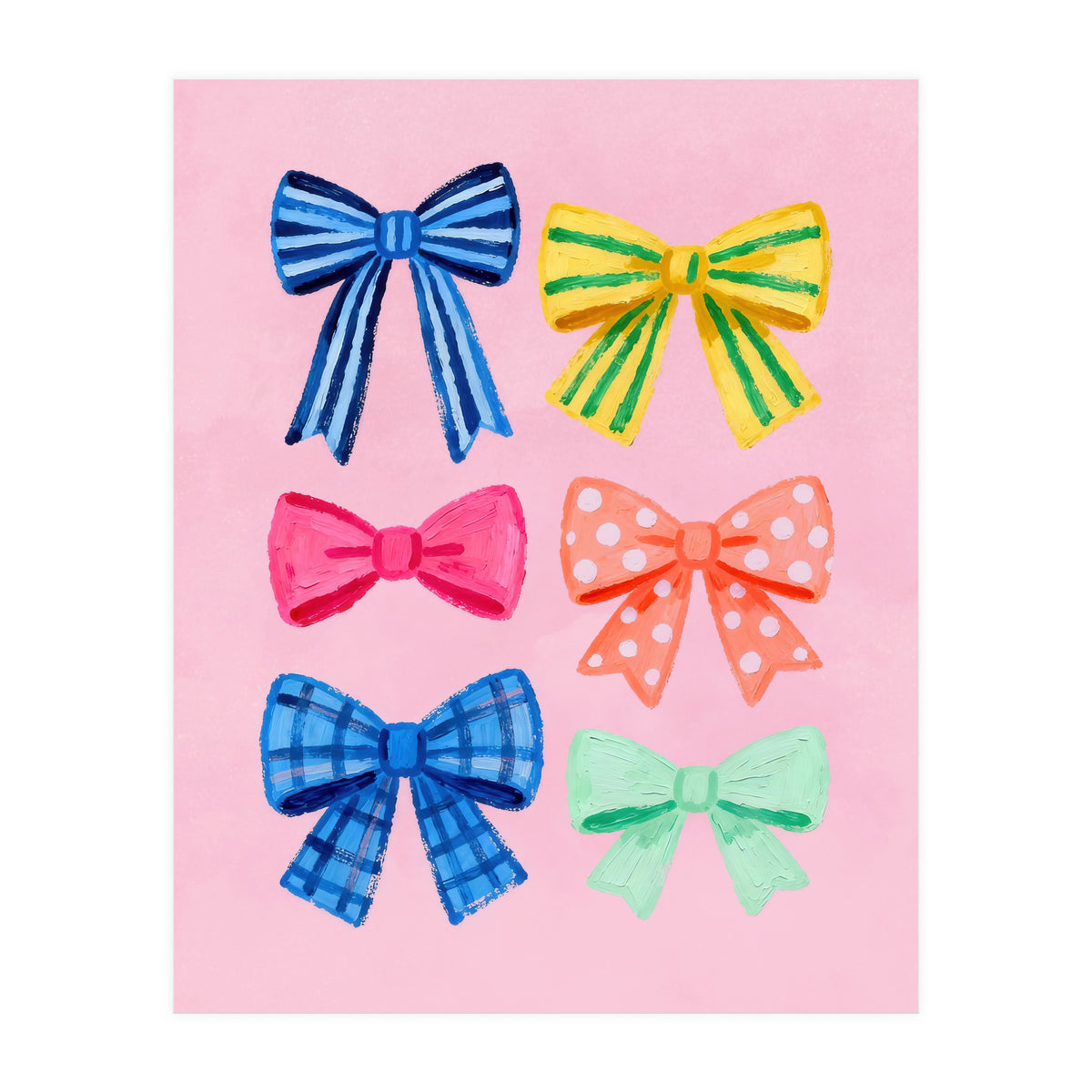 Colorful Ribbon Bows ties Illustration (Print Only)