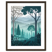 Vibrant Silhouettes in the Misty Teal Highlands