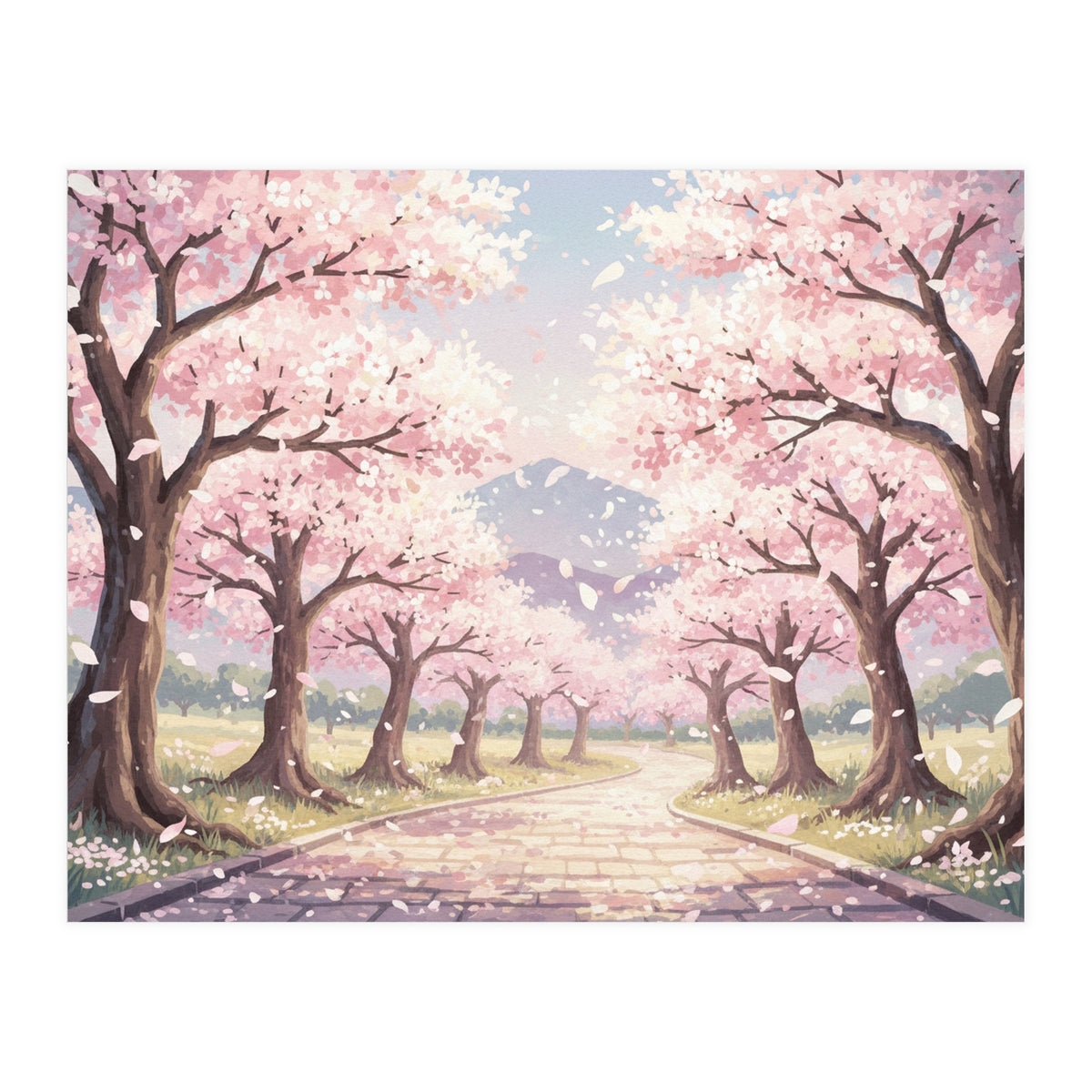 Sakura Path: Serene Cherry Blossom Avenue (Print Only)