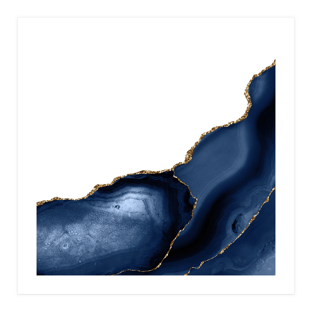 Navy & Gold Agate Texture 22 (Print Only)