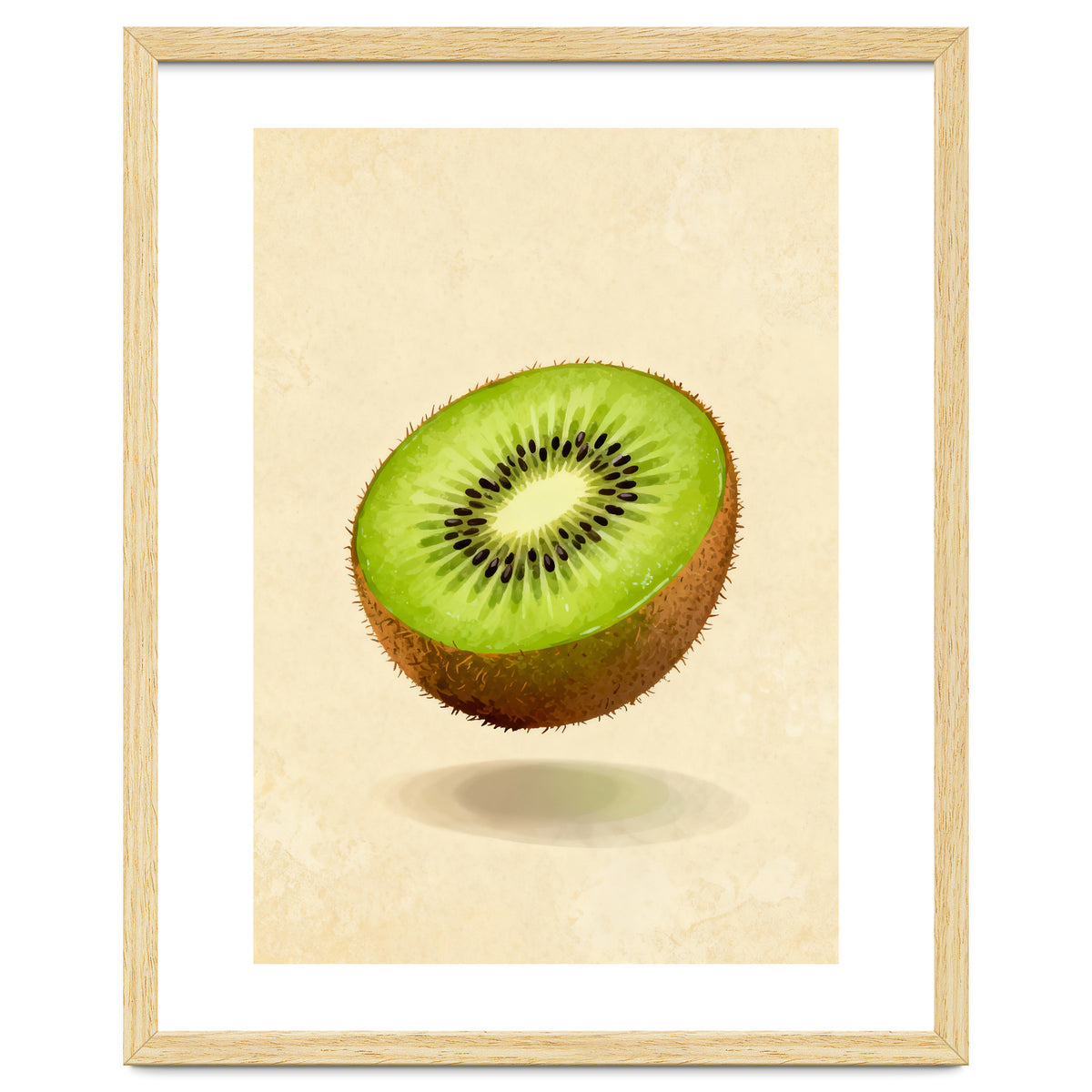 Kiwi Slice, Watercolor Fruit, Fresh Green Art