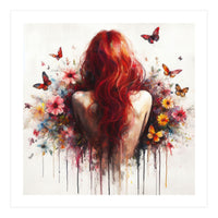 Crimson Butterfly Back Bloom (Print Only)