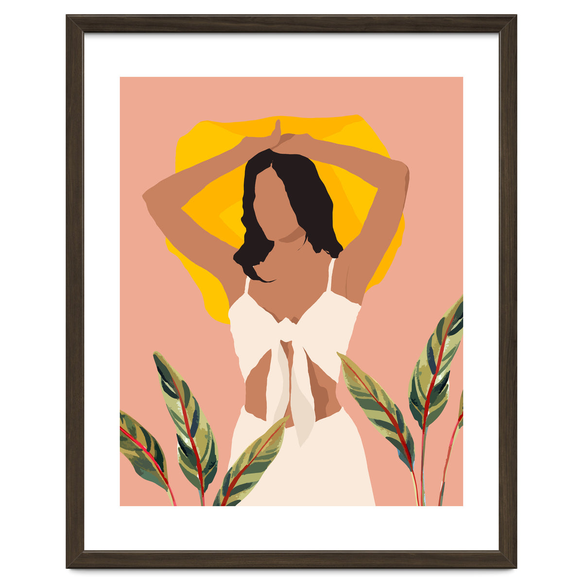 Fold Up The Sun & Take It Wherever You Go, Bohemian Woman Self Love Self Care Pastel , Plant Lady Tropical Boho Contemporary