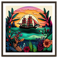Folk Sunset Sailing Ship