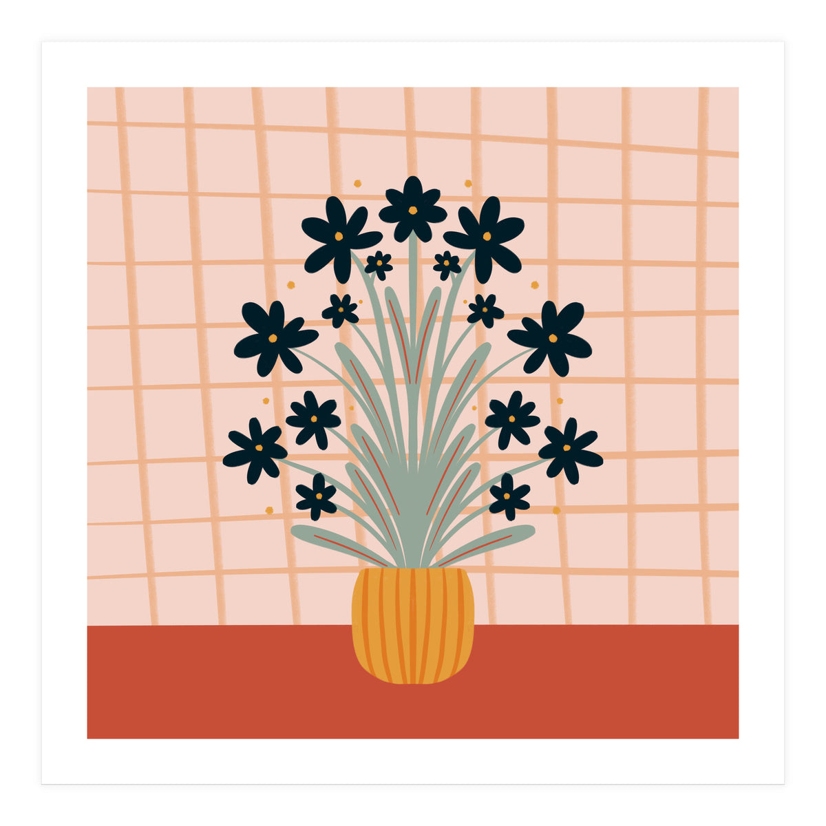 Floral Vase Orange (Print Only)