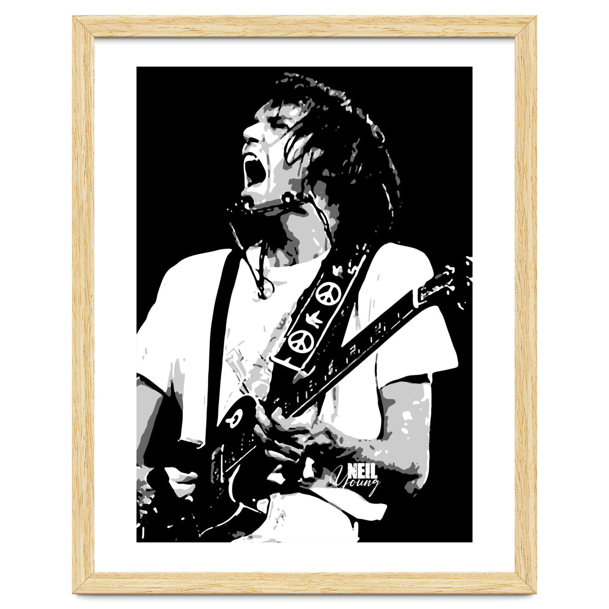 Neil Young Musician Legend in Grayscale