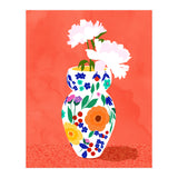 The Flowerpot, Floral Nature Watercolor Painting, Eclectic Bohemian Blossom Plants, Maximalism Contemporary Boho (Print Only) thumbnail