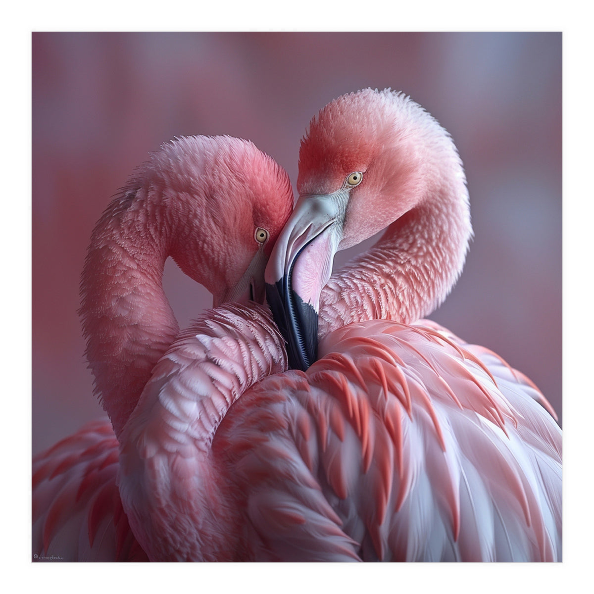 Cute Two Pink Flamingos (Print Only)