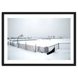 Snow-covered deserted basketball court in winter thumbnail