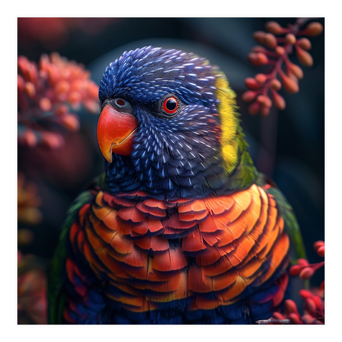Vibrant Rainbow Lorikeet Parrot Close Up Portrait (Print Only)