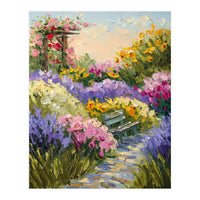 Serene Summer Garden Path Oil Painting (Print Only)