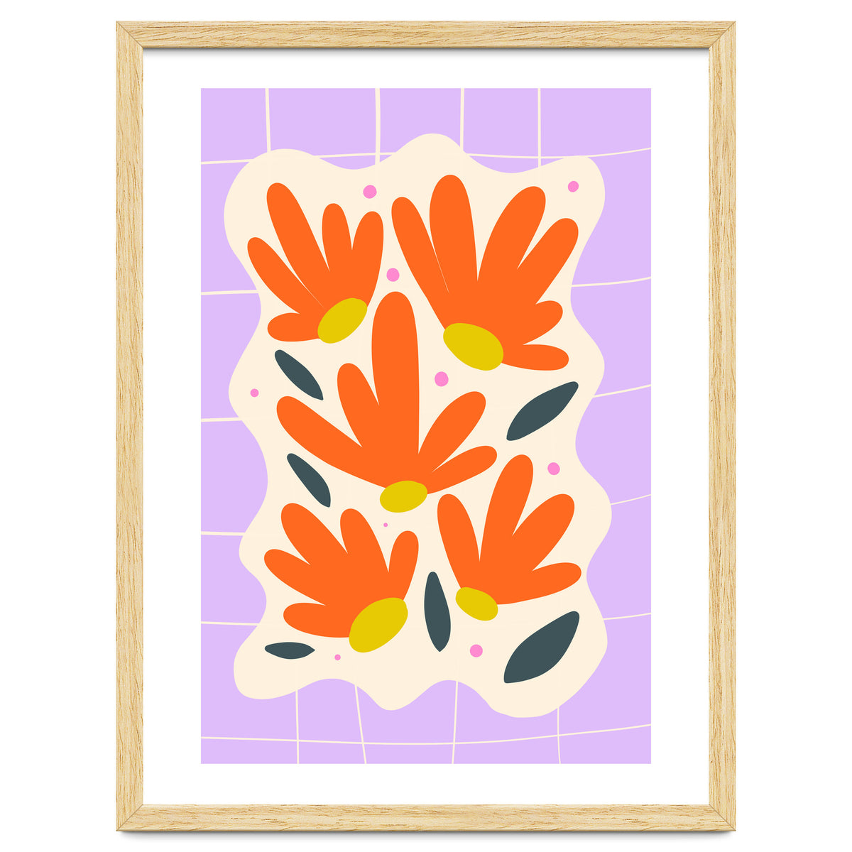 Modern Grid Floral Violet