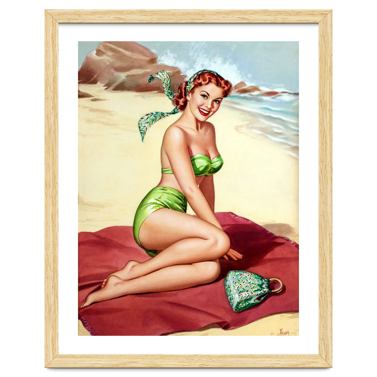 Smiling Pinup Sexy Girl On The Beach