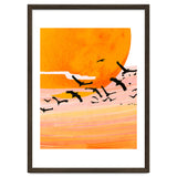 Time Flies, Birds Wildlife Fly Freedom Nature, Sun Sunset Sunrise Positivity Hope Painting, Growth Migrate Gift Animals Blush Sky Bohemian thumbnail