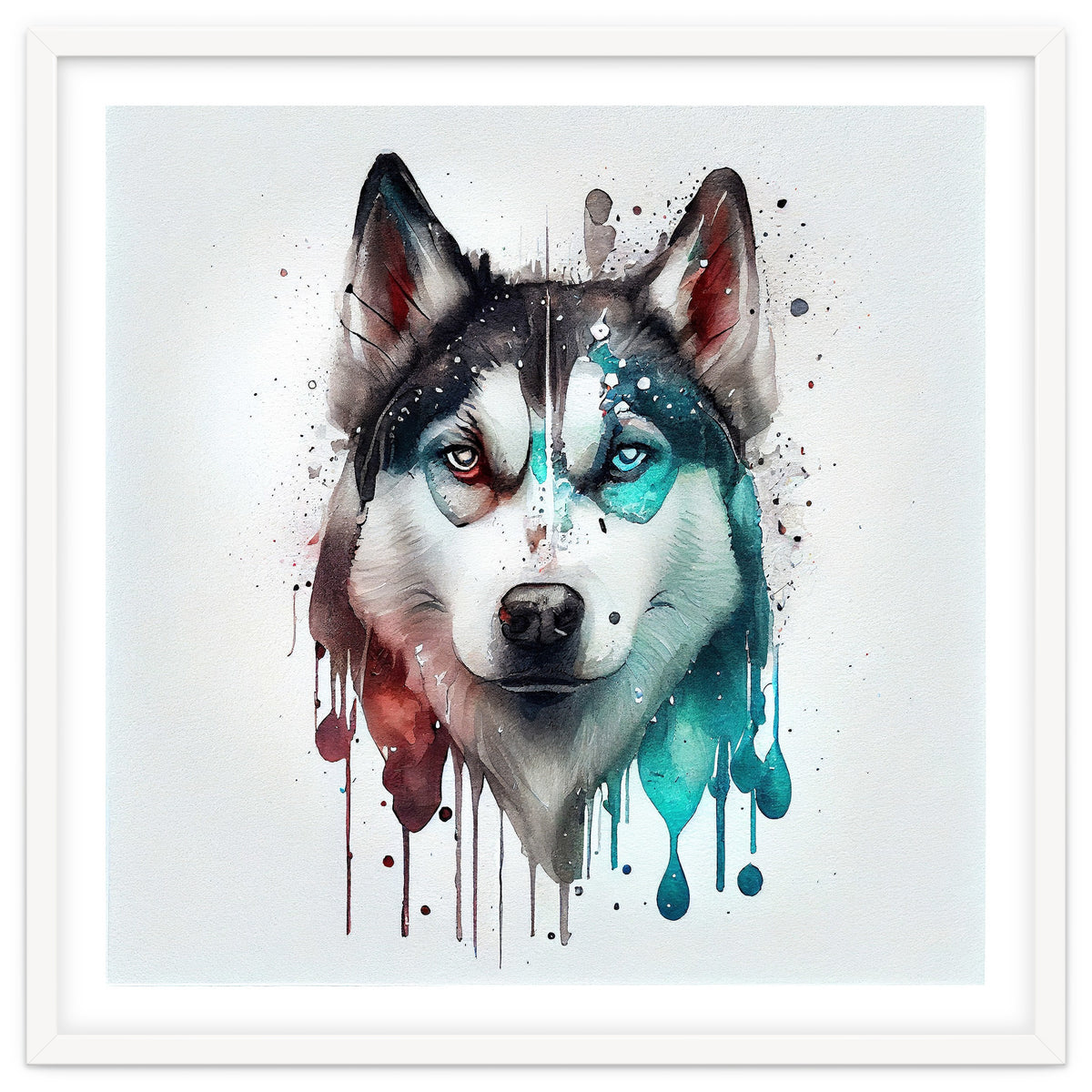 Watercolor Siberian Husky Dog
