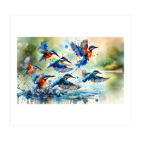 Kingfishers In Flight (Print Only)