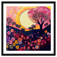 Folk Sunset Over Floral Hills