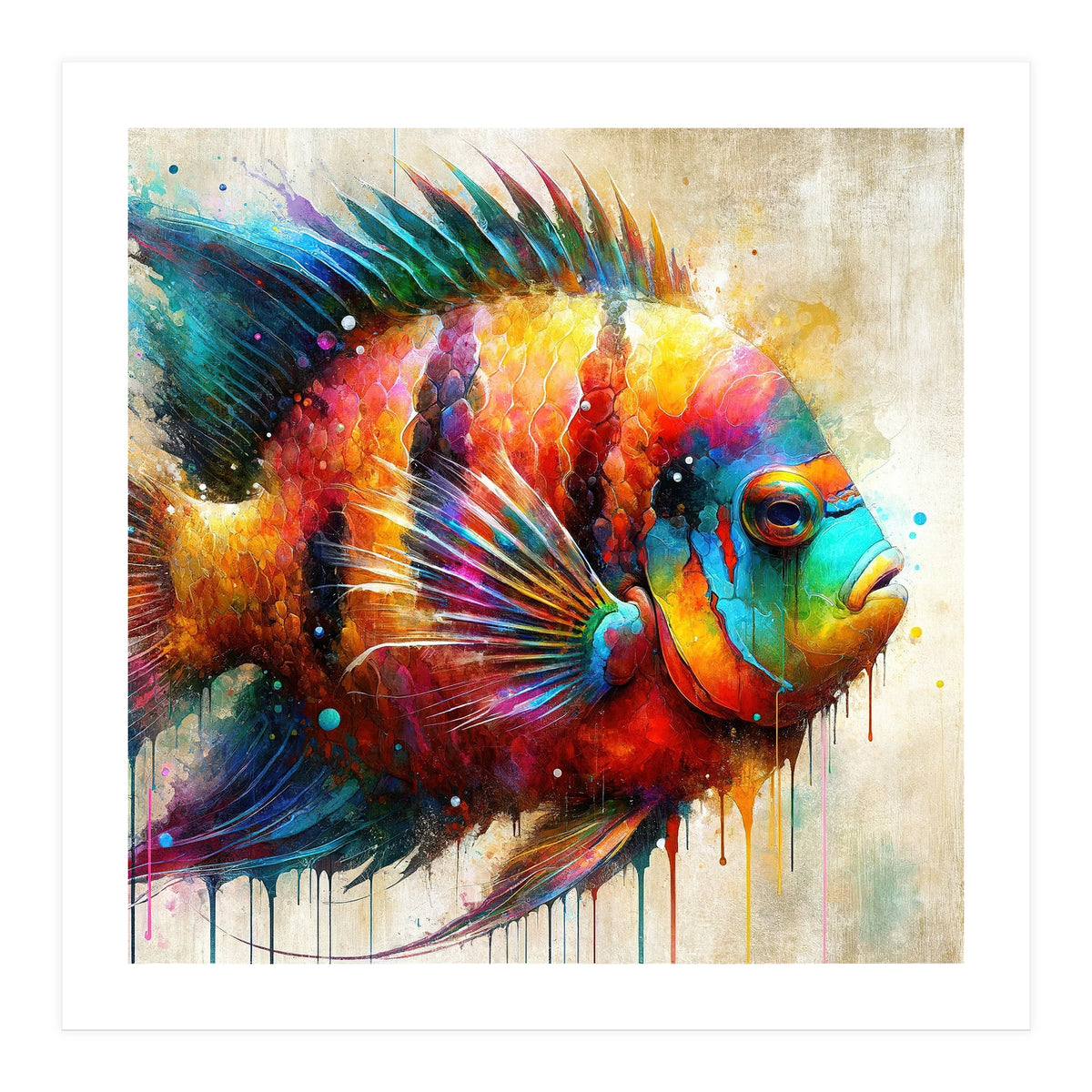 Colorful Tropical Fish Portrait (Print Only)