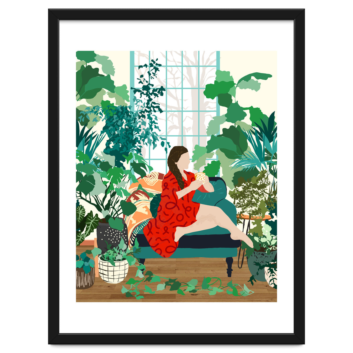 Introspection, Urban Jungle Bohemian Decor Plants, Self Care Plant Lady, Self Love Retrospection Analyse Positivity Mindset Fashion