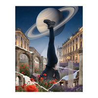 Cosmic Balance: Surreal Yoga in Ancient Dreamscapes (Print Only)