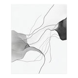 Abstract Black And White Flowing Lines And Shapes On White Background (Print Only) thumbnail