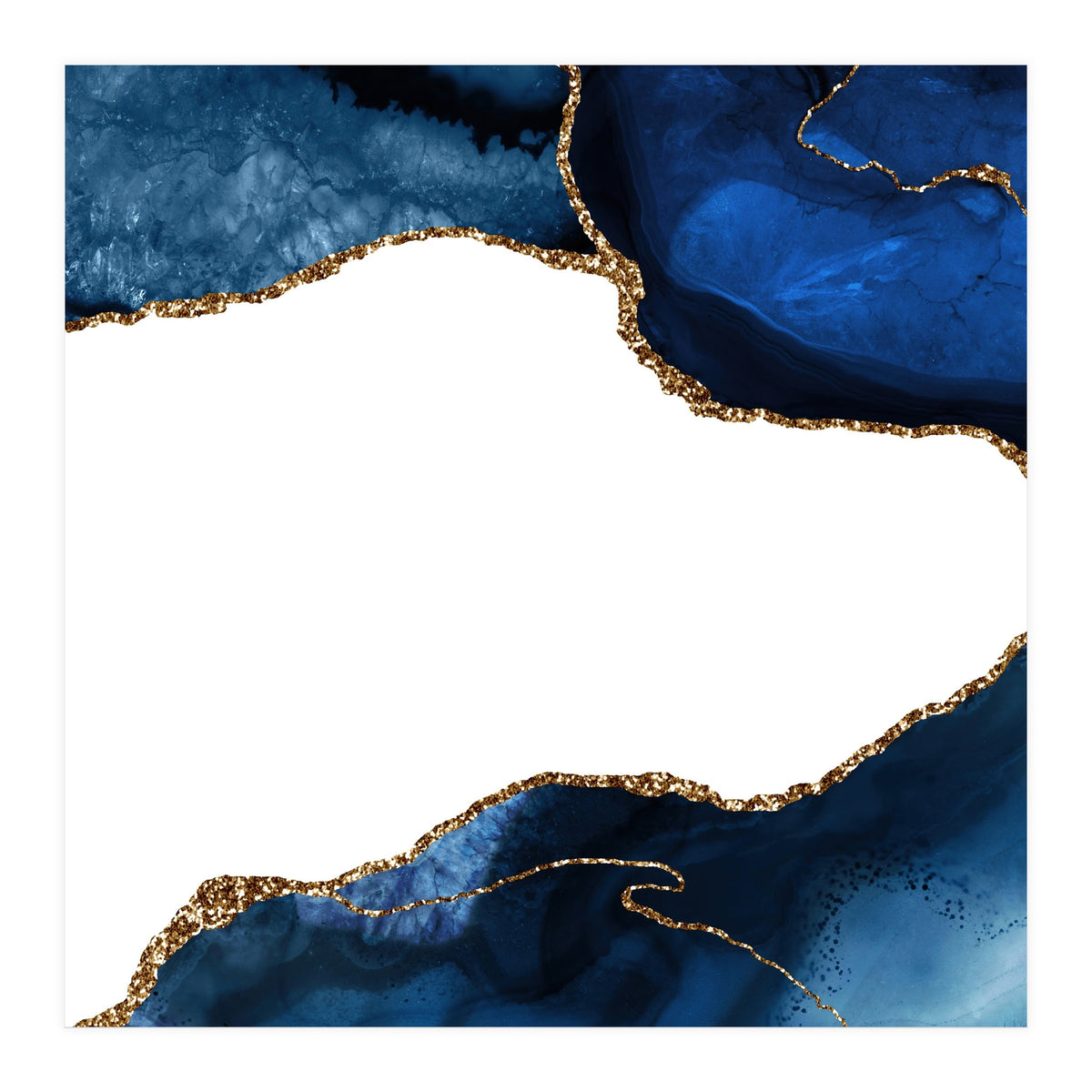 Navy & Gold Agate Texture 25  (Print Only)