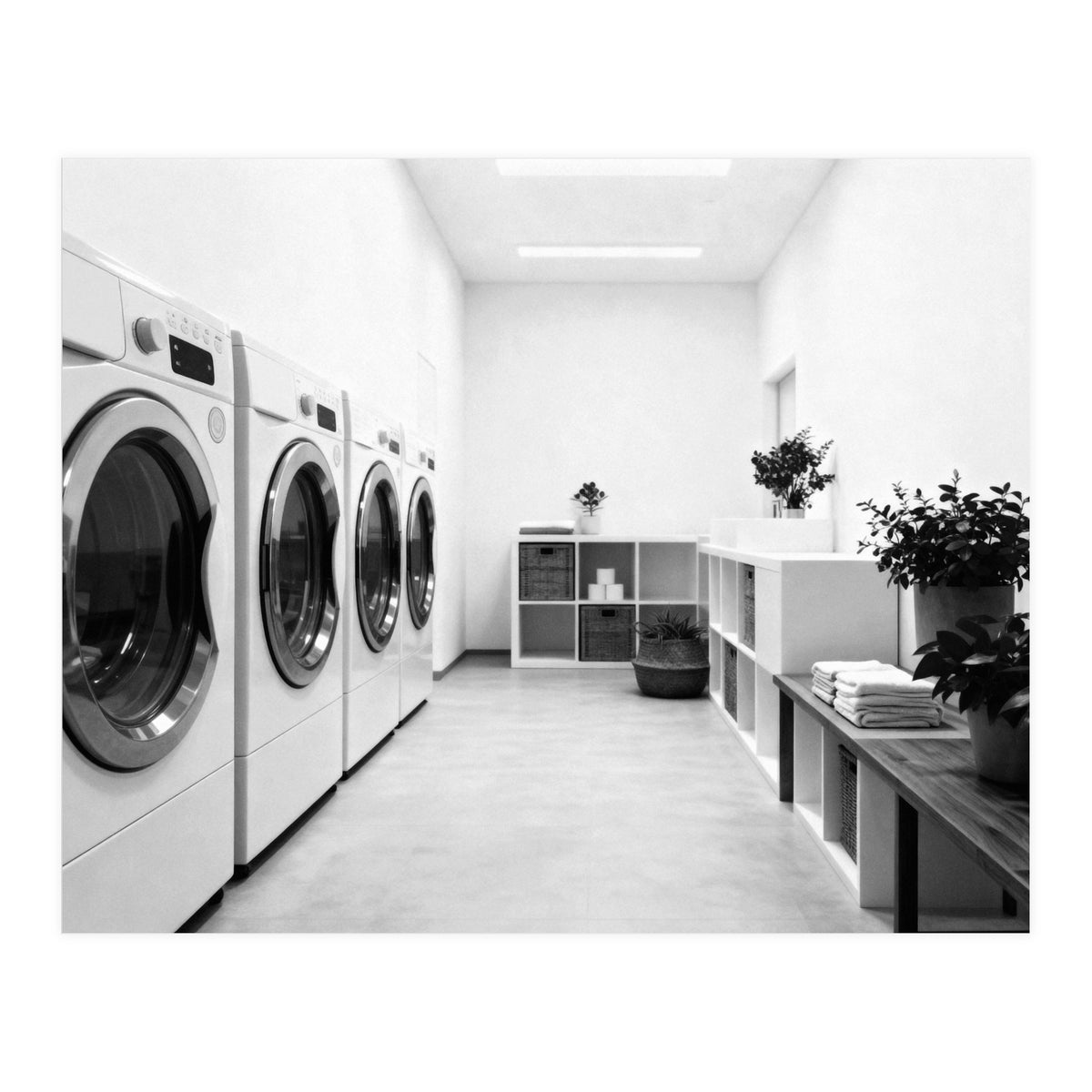 Minimalist Black and White Laundry Room Art, Washing Machine Photography (Print Only)