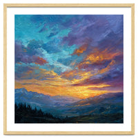 Ethereal Alpine Sunset Over Distant Peaks