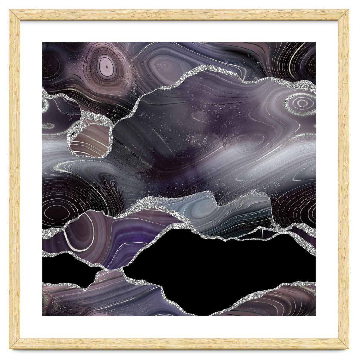 Black & Silver Glitter Agate Texture 01