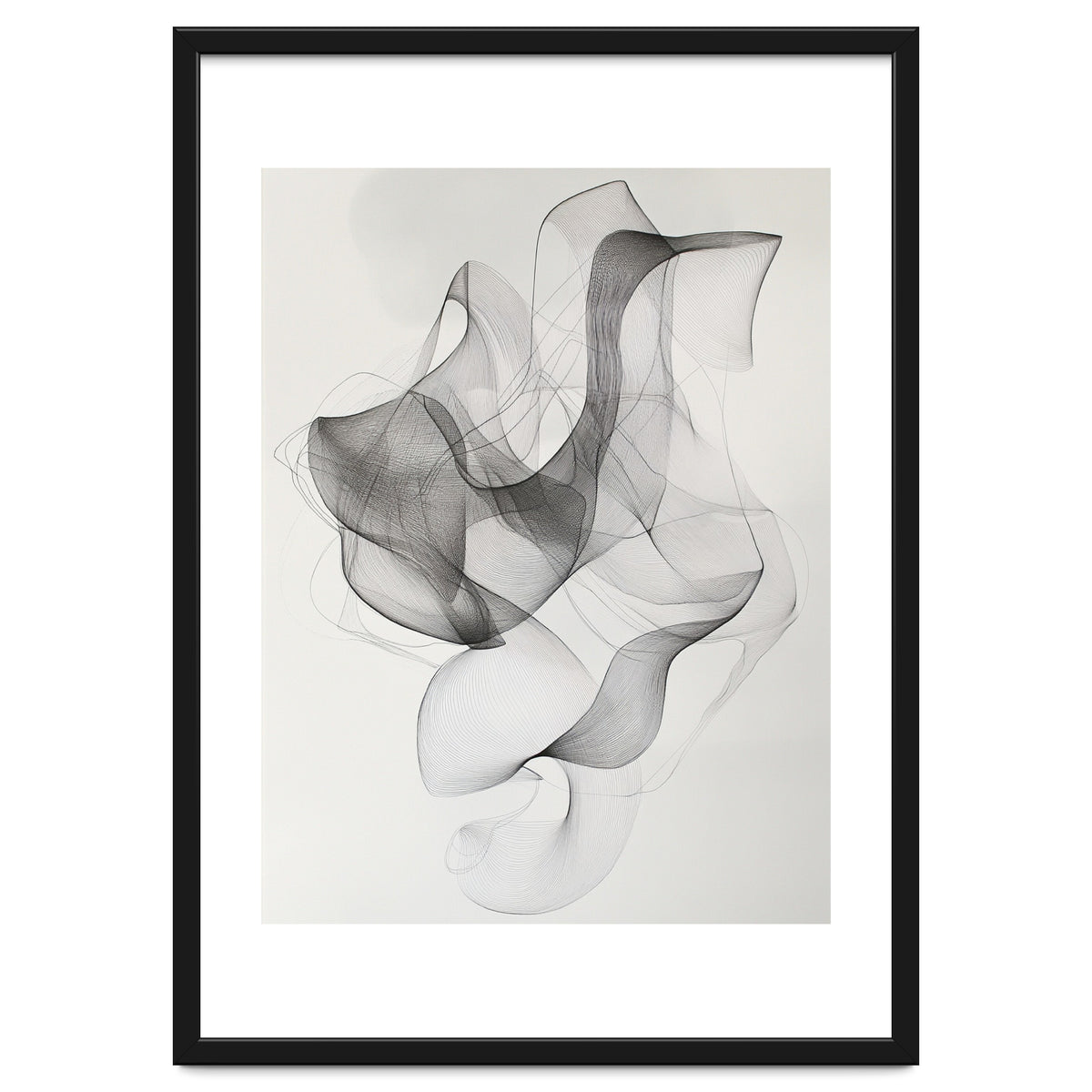 Abstract Black And White Swirling Lines Art
