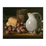 Luis Egidio Meléndez / 'Still Life with Plums, Figs, Bread and Fish', 18th century, Spanish School. (Print Only) thumbnail