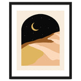 Desert Nights, Modern Bohemian Travel Sand Dunes, Eclectic Moon Stars Vintage Arc, Pastel Building Nature Landscape thumbnail