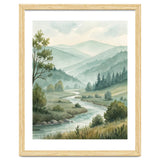 Serene River Valley in Soft Watercolor thumbnail